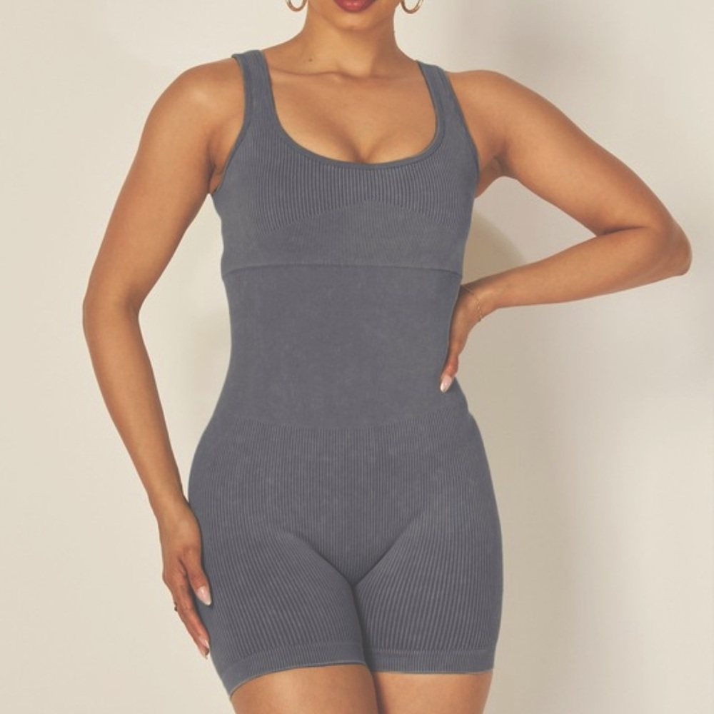 Gray Shapewear Bodysuit with Scoop Neckline